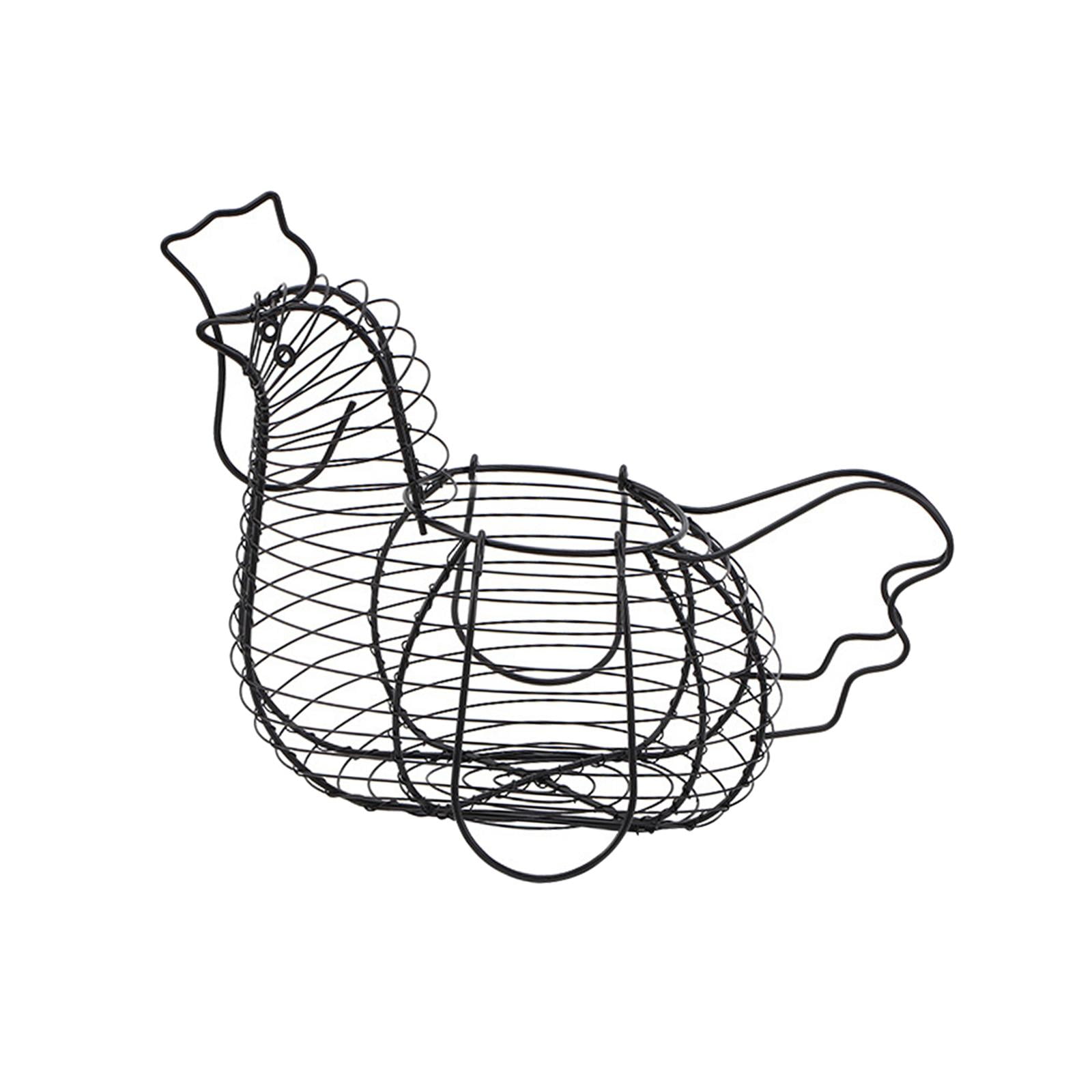 CUTICATE Metal Chicken Egg Basket Chicken Basket Egg Holder Creative Wire Fruit Egg Basket for