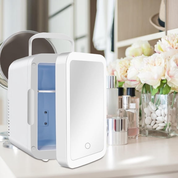 CUTICATE Mini Fridge Mini Fridge Cooling Appliance 110V / 12V DC Small Fridge Cooling Appliance Storage Container for Food Driving Makeup Travel Dorm Room
