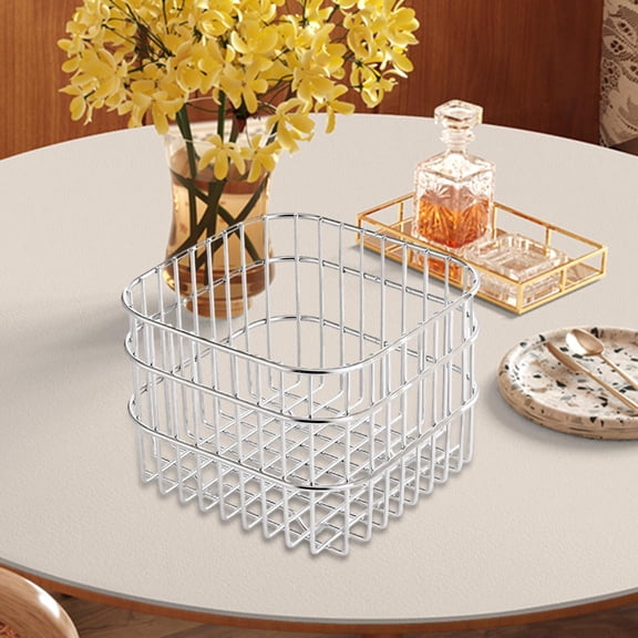 CUTICATE Mini Metal Wire Storage Basket Wire Basket Versatile Wire Fruit Basket Rustic Storage Bin for Dormitory RV Kitchen Countertop 11cmx11cmx10cm
