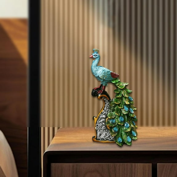 CUTICATE Peacock Statue Keepsake Decorative Figurine for Bedroom Bookshelf Home Decor Right