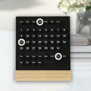 CUTICATE Perpetual Calendar Decor DIY ,Handmade Wooden Acrylic,Desk Calendar,Desktop Ornaments for Furnishing Home Desktop Office Black