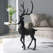 CUTICATE Resin Deer Decoration Nordic Tabletop Holiday Reindeer Ornaments Sculpture Statue Desk Living Room Model Gifts - Standing 13.78x5.91inch