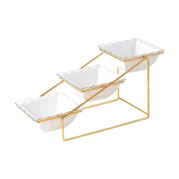 CUTICATE Serving Dishes 3 Tier Serving Tray Cup Cake Stand Snack Three Tiered Serving Stands Serving Platters for Entertaining C
