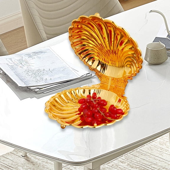 CUTICATE Shell Fruit Plate Fruit Tray Candy Snack Tray Gold Multifunctional Serving Tray Snack Tray for Candy Dining Table Snacks Nuts