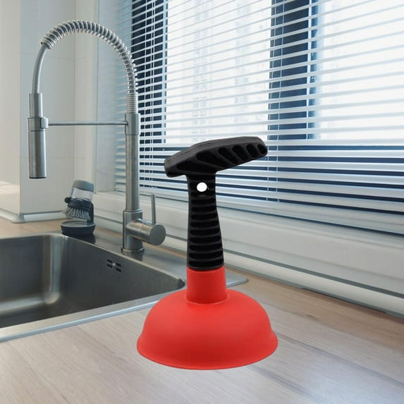 CUTICATE Sink Drain Plunger with Short Handle Clog Remover Powerful Household Suction Plunger Drain Unclogger for Bathtub Kitchen Sink Red