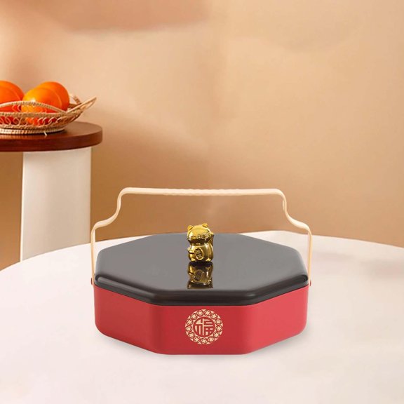 CUTICATE Snack Platter 5 Compartments with Handle Nuts Organizer Spring Festival Dried Fruits Box for Entertaining, Picnic Lightweight 1 Layer