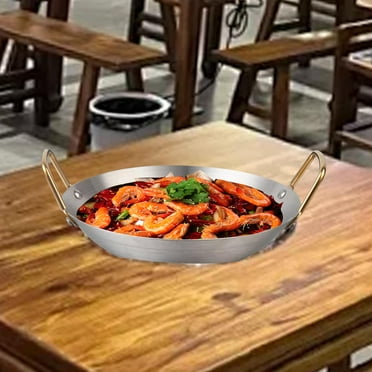CUTICATE Stainless Steel Wok Deep Fry Pan Multifunctional Household Restaurant Cooking Pot for Food Steaming Stewing Simmering 24cm