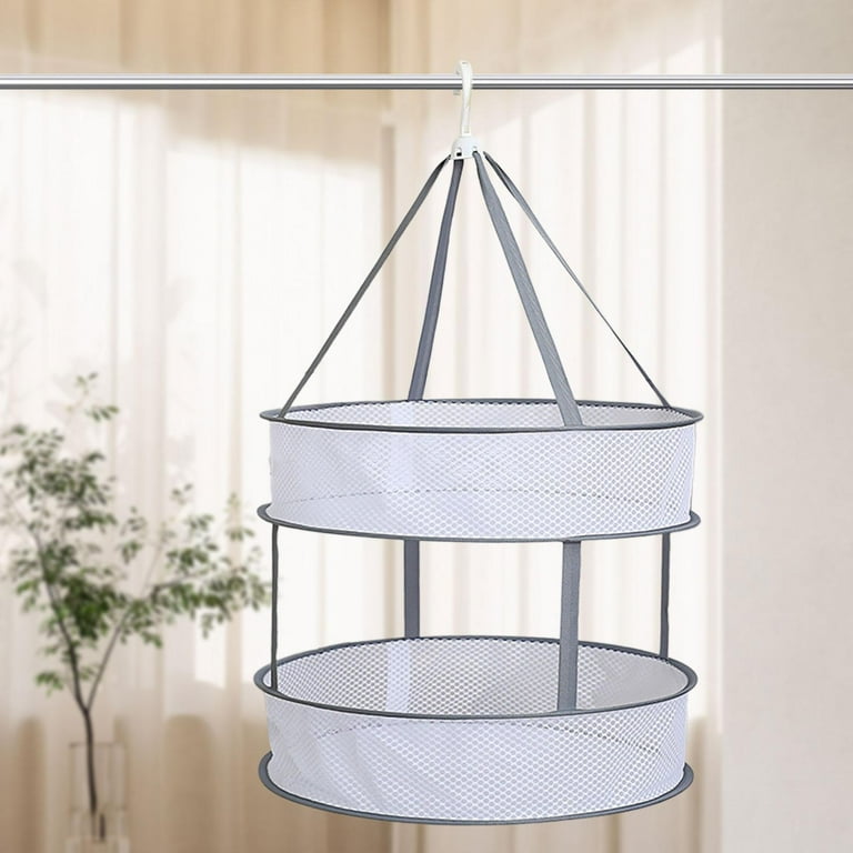 CUTICATE Sweater Drying Rack Hanging Laundry Rack Hanger Lay Flat Dryer Clothes Hanging Dryer Windproof for Underwear Toys small double layer Walmart