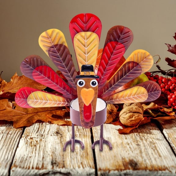 CUTICATE Tea Light Candle Holder,Turkey Thanksgiving Candle Holder,Indoor Creative Cute Figurine Tabletop Turkey Tealight Candleholder Standing turkey