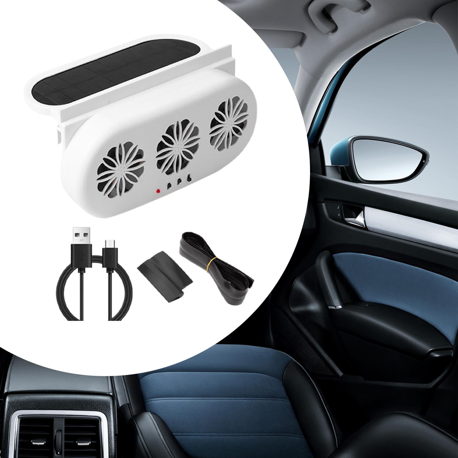 Solar Powered Car Window Exhaust Fan - 3 Fan Ventilation System With USB Backup