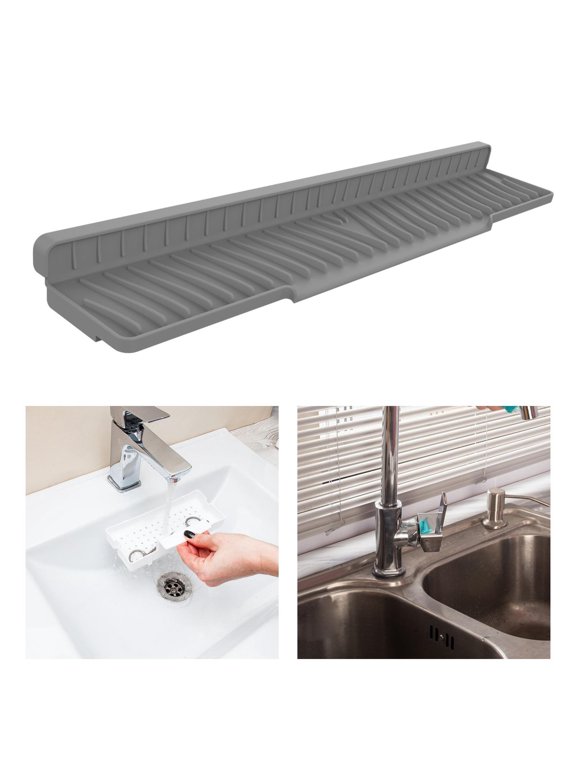 Waterchering Mat for Kitchen Sink Drain Mat Washable Anti -slip -wash Basin -Tablet Dripping Catcher Shell for Bathroom Kitchen Gray