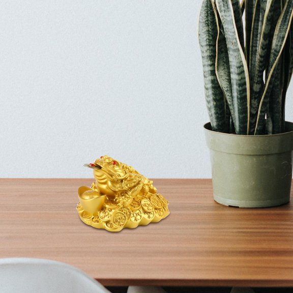 CUTICATE Wealth Frog Figurine Feng Shui Frog Figurine Table Centerpiece Chinese Frog Statue for Office Bookshelf Living Room Desk Home Large
