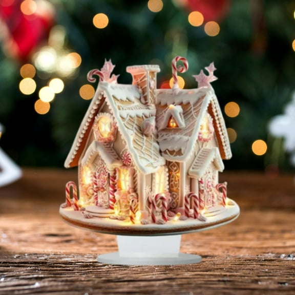 CUTICATE Xmas Gingerbread House Statue Christmas Decoration for Winter Display Indoor