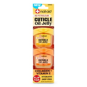 NAIL-AID Cuticle Oil Jelly, Press-On Friendly Non-Drip Cuticle Treatment for Dry Cracked Cuticles and Hangnails, Collagen + Vitamin E, CleanClick™ Secure Flip-Top Cap, Petroleum-Free.