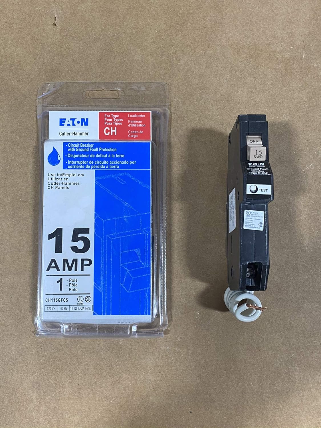 Cutler-Hammer Type CH 1-Pole 15 Amp 120V Circuit Breaker - Refurbished/Tested (CH115)
