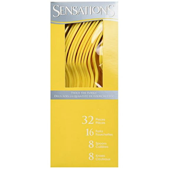 Sensations Assorted Cutlery Yellow Boxed 32 ct