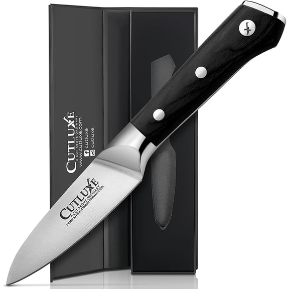 CUTLUXE Paring Knife 3.5" Small Kitchen Knife, Peeling Knife with Razor Sharp Blade High Carbon German Steel Artisan Series