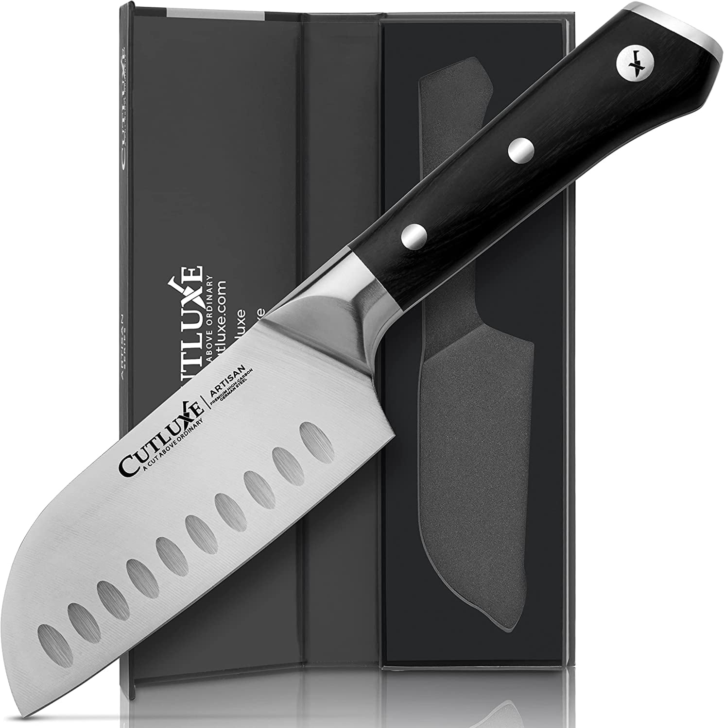 Cutluxe Chef, Santoku, Utility and Paring Knife Set– Forged High Carbon  German Steel – Full Tang & Razor Sharp – Ergonomic Handle Design – Artisan