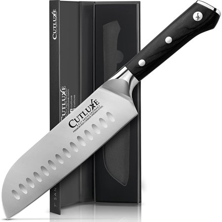 CUTLUXE Santoku Knife – 7" Chopping Knife – Razor Sharp Blade – High Carbon German Steel – Artisan Series