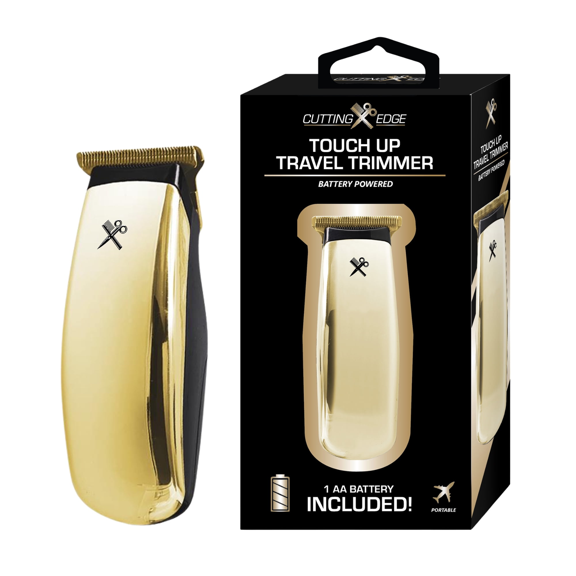 Cutting Edge Touch Up Travel Trimmer – Hypoallergenic Blade, Compact & Travel-Friendly, Battery-Powered, 3 Guide Combs