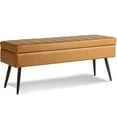 thumbnail image 1 of CUYOCA Storage Ottoman Bench Bed, 43.5" Faux Leather Tufted Ottoman Shoe Bench, Long Ottoman with Storage for Living Room Bedroom Hallway, Support 660lbs - Cognac Brown, 1 of 6