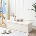 thumbnail image 1 of CUYOCA Storage Ottoman Long Bench Foldable Footrest End of Bed Ottoman for Living Room Bedroom, 166L Storage Space, 45.3 inches Velvet Cream, 1 of 8