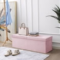 thumbnail image 1 of CUYOCA Storage Ottoman Long Bench Foldable Footrest End of Bed Ottoman for Living Room Bedroom, 166L Storage Space, 45.3 inches Velvet Pink, 1 of 7