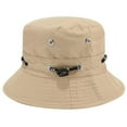 thumbnail image 1 of CUZIBR Adult Mens Fisherman Hats Fashionable Solid Color Classic Bucket Hat Casual Summer Breathable Foldable Adjustable Strap Travel Beach Caps Unisex Stylish Hiking Headwear,Beige,One Size, 1 of 2