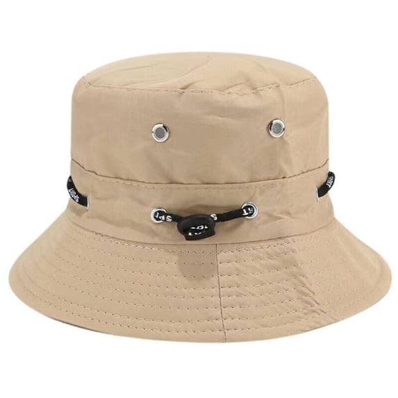 CUZIBR Adult Mens Fisherman Hats Fashionable Solid Color Classic Bucket Hat Casual Summer Breathable Foldable Adjustable Strap Travel Beach Caps Unisex Stylish Hiking Headwear,Beige,One Size