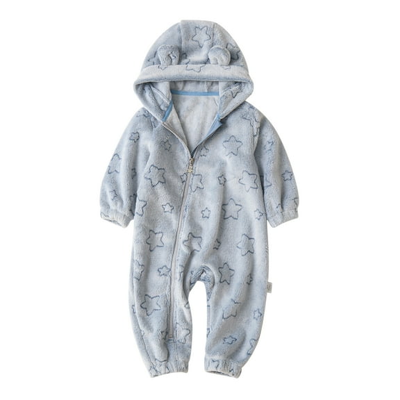 CUZIBR Baby Boy Girl Hooded Snowsuit Winter Warm Clothes Coats Floral Jumpsuit Oneise Toddler Outfits Cute Dailywear For Child