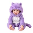 thumbnail image 1 of CUZIBR Baby Boy Halloween Costumes Girl Fuzzy Onesie Animal Romper Jumpsuit Hooded Zip Up Long Sleeve Cozy Trick or Treat Clothes,Purple,0-3 Months, 1 of 8