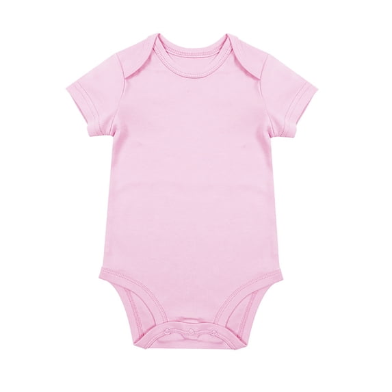 CUZIBR Baby Boys Bodysuits Romper Solid Color Crewneck Soft Short Sleeve Jumpsuit For Toddlers Casual Comfortable Loose Fit Breathable Cozy Summer One Piece Clothes,Light Pink,0-3 Months