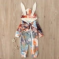 thumbnail image 1 of CUZIBR Baby Boys Easter Bunny Hooded Jumpsuit Fashionable Tie Dye Long Sleeve Full Zip Up Spring Romper Cozy Soft Comfortable One-Piece Bodysuit Breathable Dailywear,Blue,0-3 Months, 1 of 7