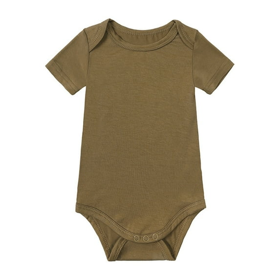 CUZIBR Baby Boys Girls Spring Summer Romper Outfits Short Sleeve Cartoon Letter Prints Crewneck Relaxed Breathable Soft One-Piece Bodysuit Jumpsuit Clothes Stylish Dailywear,Brown,0-3 Months