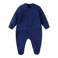thumbnail image 1 of CUZIBR Baby Boys Spring Romper Soft Bodysuit Front Snap Closure Full Length Outfit Long Sleeve Solid Color Comfort One Piece Fashionable Soft Clothes,BU2,3-6 Months, 1 of 3