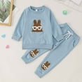 thumbnail image 1 of CUZIBR Baby Boys Toddler Easter Tracksuit Set Spring Cartoon Rabbit Embroidered Long Sleeve Pullover Crewneck Sweatshirt Top Trousers Two Piece Outfits Casual Spring Dailywear,Blue,2-3 Years, 1 of 8