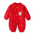 thumbnail image 1 of CUZIBR Baby Girl Boy Calendar Chinese New Year Onesie Kimono Tang Suit Red O-Neck Long Sleeve Romper Jumpsuit Oneise One-Pieces Outfits Boho Dailywear For Toddler, 1 of 4