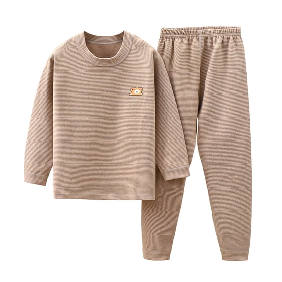 CUZIBR Baby Girl Outfits Warm Solid Color Thick Lined Layered Based Long Sleeve Pullover Tops Pants Casual Clothing Sets,Coffee,4-5 Years