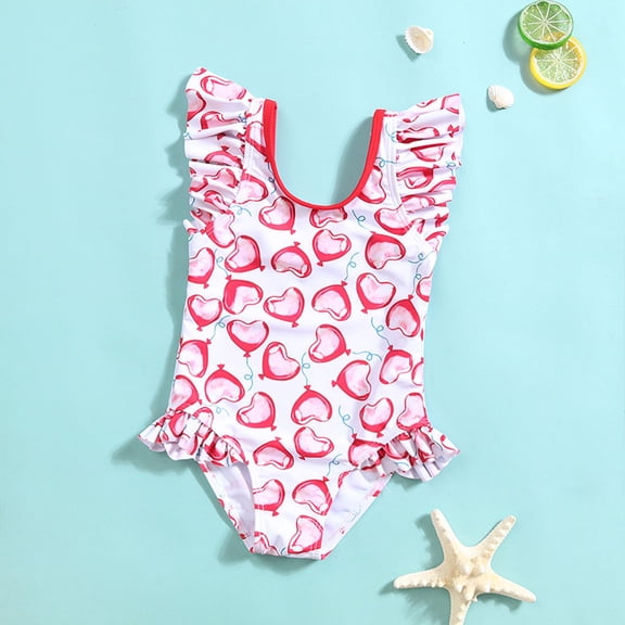 CUZIBR Baby Girl Swimsuit Summer Cartoon Watermelon Prints Ruffles One Piece Swimsuit Sleeveless Round Neck Bikini Pool Beach Travel Swimwaer Holiday,C,18-24 Months