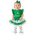 thumbnail image 1 of CUZIBR Baby Girl Winter Outfits Carnival Letter Print Romper Skirt Two Piece Set Ruffles Long Sleeve Jumpsuit Ruffled Tiered Skirts Casual Dress Wear Fall Winter Outfits,Green1,6-9 Months, 1 of 7