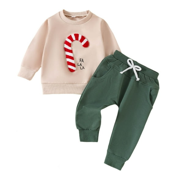CUZIBR Baby Girl Winter Outfits Xmas Cartoon Patton Crewneck Long Sleeve Pullovers Sweatshirt Top Trouser Casual Sweat Suits Cozy Fall Winter Outfits,Khaki,2-3 Years