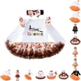 thumbnail image 1 of CUZIBR Baby Girls My 1St Halloween Tutu Outfit Ruffle Long Sleeve Letter Ghost Pumpkin Print Top Orange Bow Tulle Skirt With Flower Headband 3Pcs Sets,c-White1,3-6 Months, 1 of 4