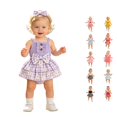 thumbnail image 1 of CUZIBR Baby Girls Clothes Sets Fly Sleeve Cute Fruit Cartoon Embroidery Crewneck High Waist Romper Bodysuits Plaid Dress Stylish Headbands 2 Piece Outfits Summer Bodysuit,Purple-3,6-12 Months, 1 of 6