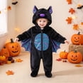 thumbnail image 1 of CUZIBR Baby Girls Halloween Costume Boys Fuzzy Bat Onesie Animal Romper Jumpsuit Hooded Zip Up Long Sleeve Eye-Catching Trick or Treat Clothes,Black,6-9 Months, 1 of 8
