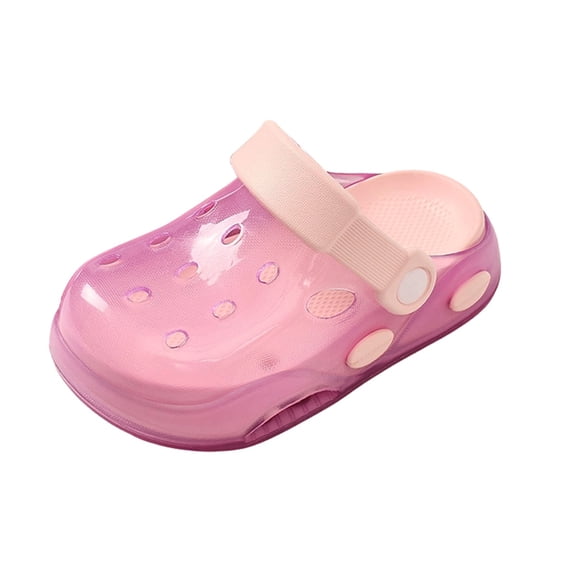 CUZIBR Baby Girls Kids Garden Clogs Cute Solid Color Transparent Stylish Lightweight Soft Anti- Flat Sole Slides Sandals Waterproof Beach Pool Holiday Comfy Casual Water Shoes,Pink,4.5-5 Years