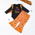 thumbnail image 1 of CUZIBR Baby Girls Outfits Cartoon Print Crewneck My 1St Halloween Outfit Long Sleeve Romper Bell Bottoms Set Cute Fall Clothes Sets,Black,0-3 Months, 1 of 7