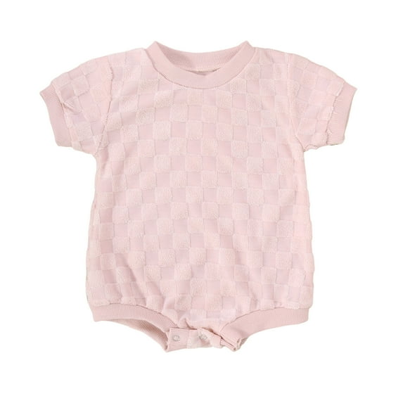 CUZIBR Baby Girls Romper Summer Bodysuit Sleeveless Plaid Cute Embroidery Pattern Romper Comfortable Casual Outfit One Piece Comfortable Fashionable Soft Clothes,Pink,0-3 Months