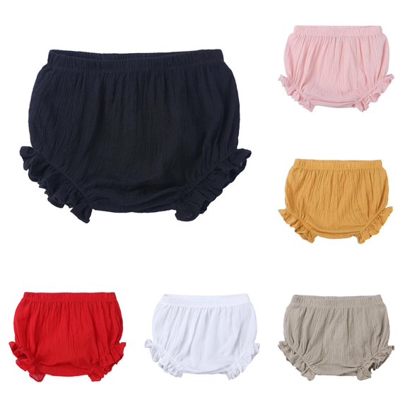 CUZIBR Baby Girls Ruffle Bloomers Shorts Elastic Waist Cute Ruffled Hem Diaper Cover Shorts Soft Breathable Toddler Bottoms Lightweight Soft Casual Summer Dailywear,Black,18-24 Months