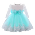 thumbnail image 1 of ZRBYWB Baby Girls Ruffle Long Sleeve Lace Bowknot Flower Dresses Pageant Party Wedding Princess Fall Dresses,Green,18-24 Months, 1 of 9