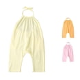 thumbnail image 1 of CUZIBR Baby Girls Summer Outfits Solid Colro Sleeveless Halter Neck Romper Jumpsuit Backless Bodysuit For Toddler Cute Casual Lightweight Breathable Comfy One Piece Clothes,Yellow,1-2 Years, 1 of 4